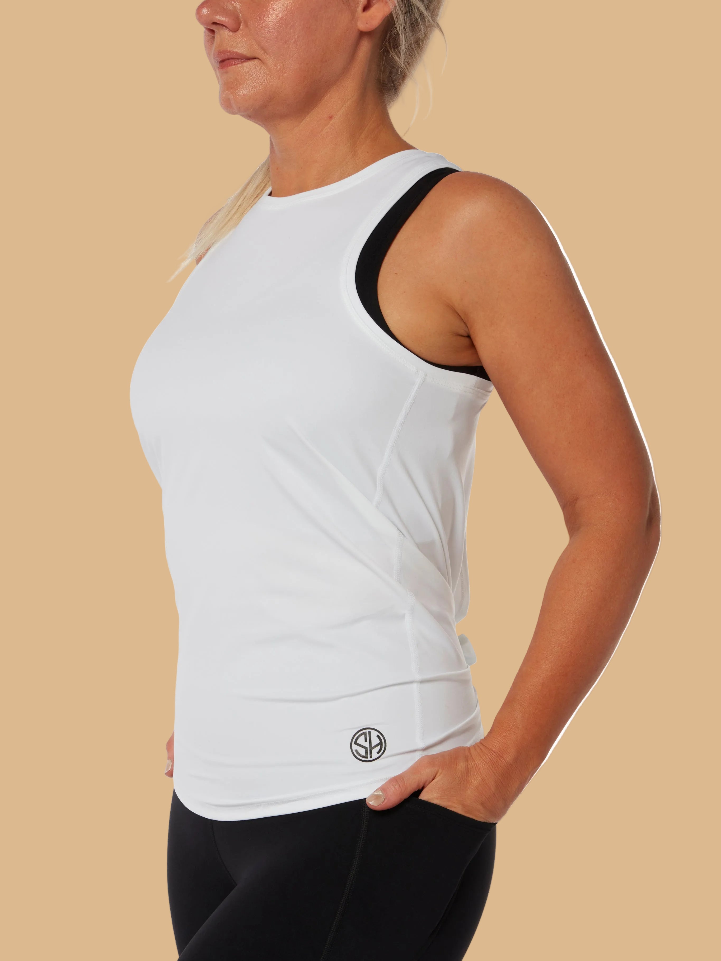 White Soft Racer Back Top